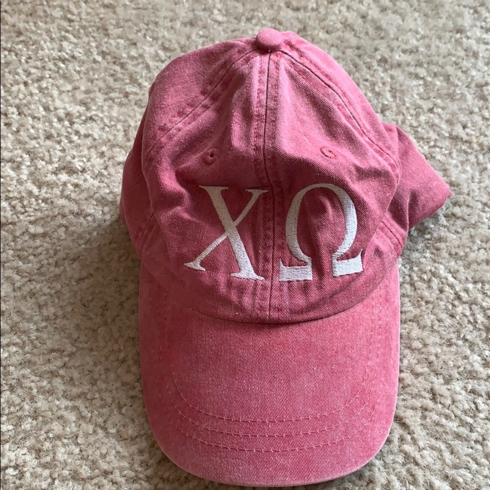 Burgundy vintage wash red chi omega baseball hat